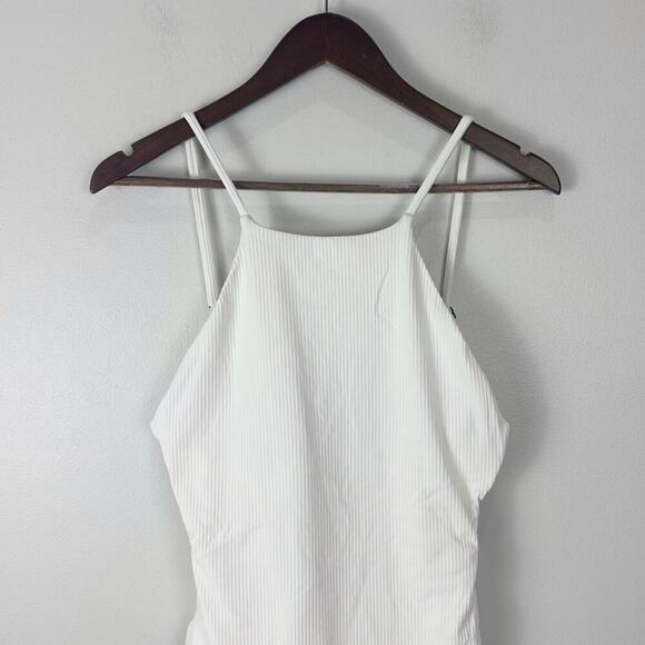 Andie Swim Asbury Rib High Neck One Piece Swimsuit Coca Ivory Medium AO288 - Picture 4 of 8